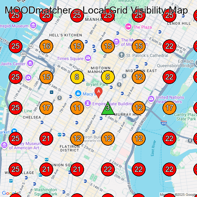 MOODmatcher GeoGrid visibility map for Cosmetic Products Manufacturer in None